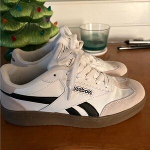 Reebok Forte Lounger White and Black Sneakers with Tan Sole